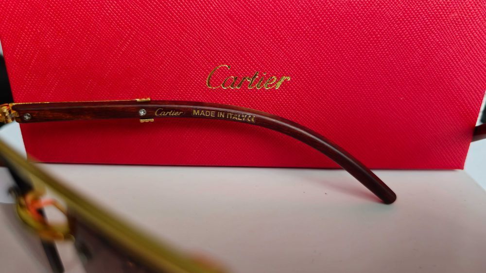 Ochelari de soare rimless Cartier Leopard Brown