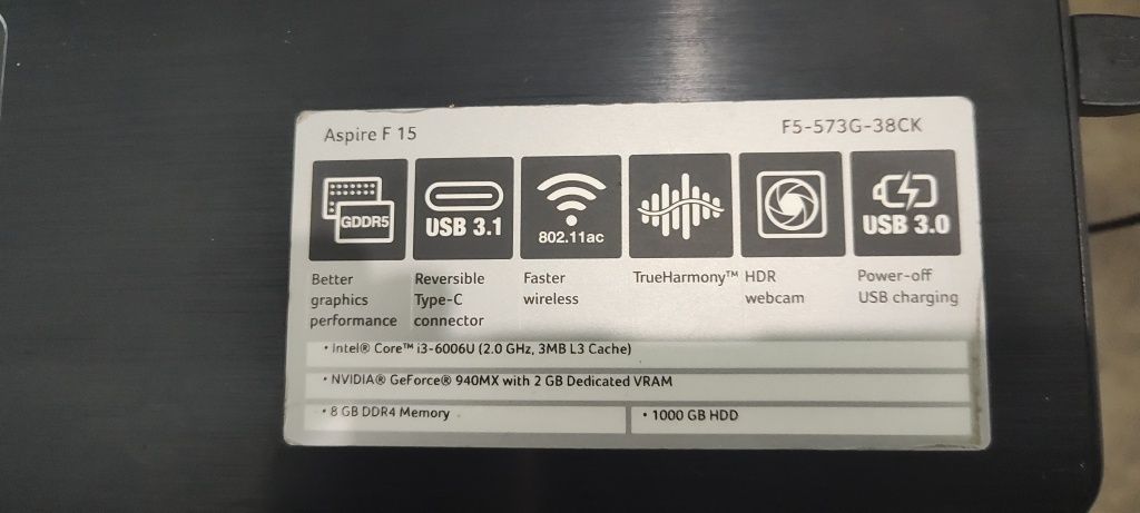 Лаптоп ACER Aspire F15 черен
