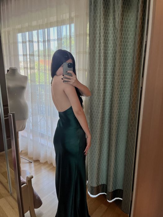 Rochie lunga de tafta verde