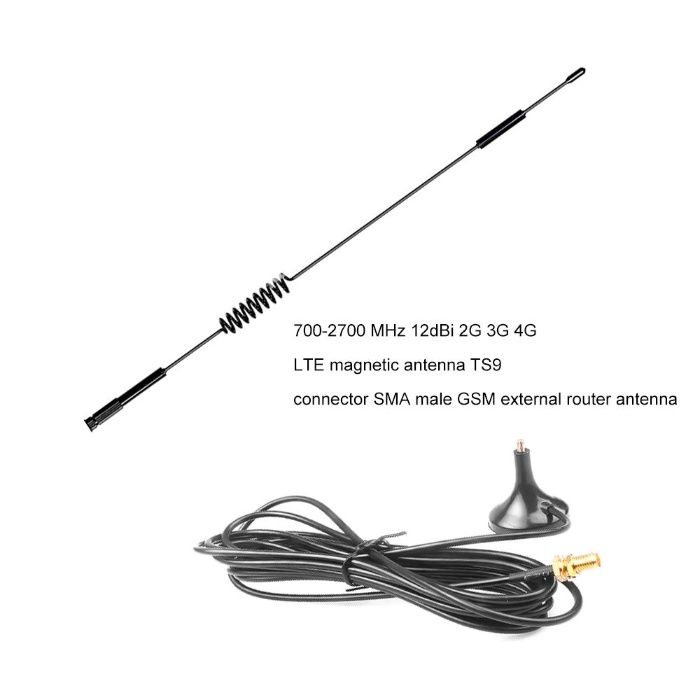 Antena modem 12dBi 4G 3G 2G LTE GPRS GSM UMTS SMA TS9 CRC9-TS5