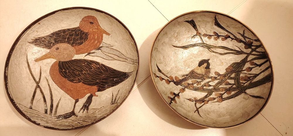 Superb set de 5 boluri din alama emailata