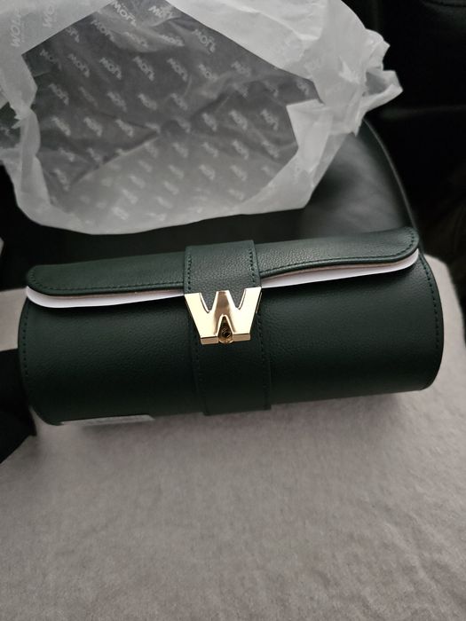 Cutie din piele naturala pentru transport doua ceasuri și bijuterii