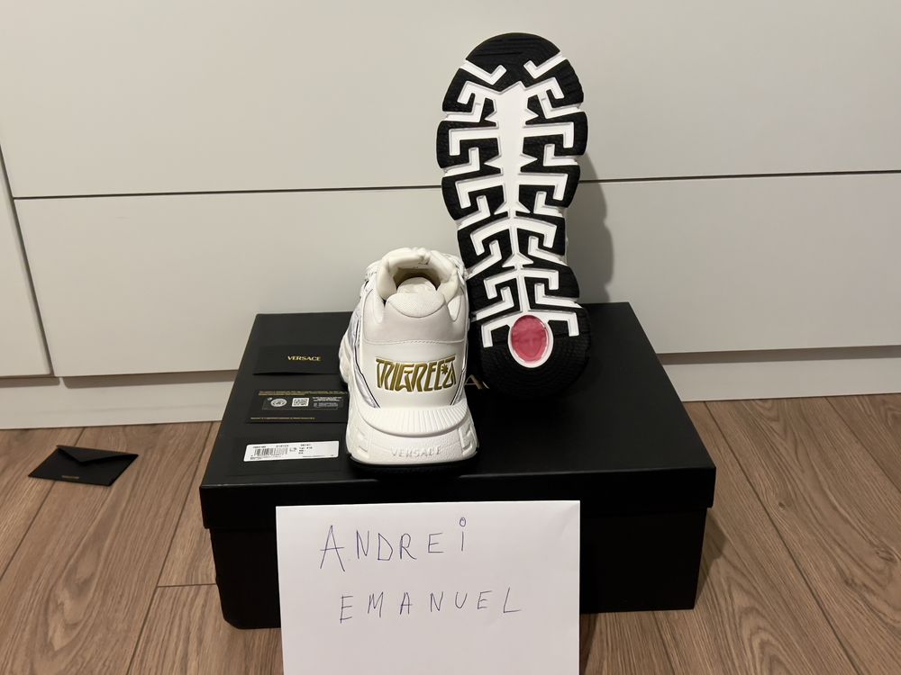 Sneakers Versace Trigreca, Alb Auriu unisex mărimea 41