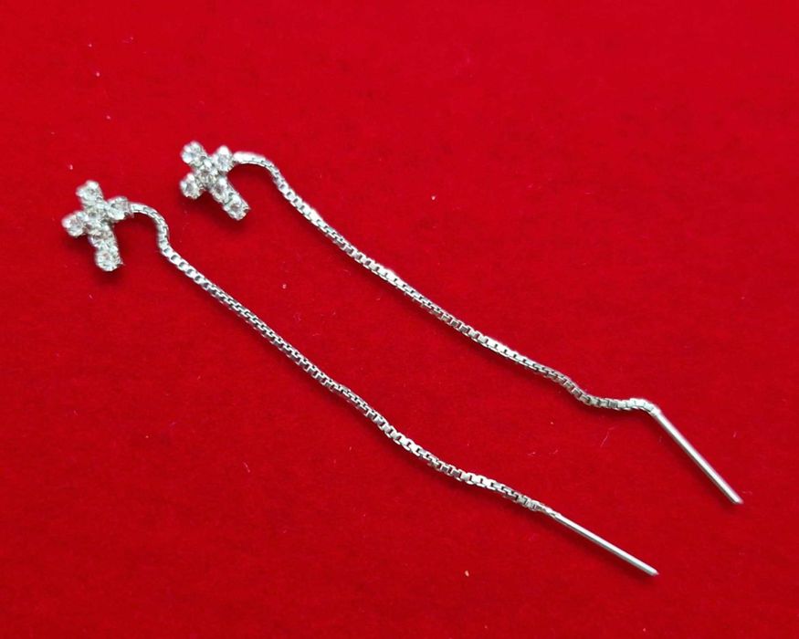 AG185, cercei argint 925,noi/marcati, lant cu cruciulite