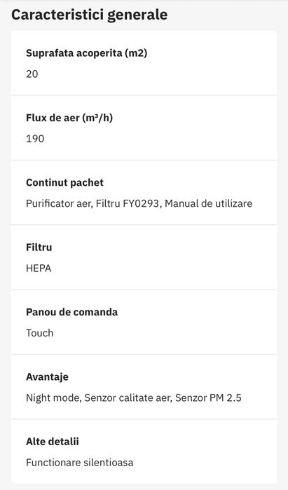 Purificator Philips Seria 800, 3 viteze, aproape ca nou, în cutie