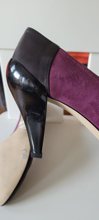 Pantofi cu toc, piele întoarsă mov masura 36