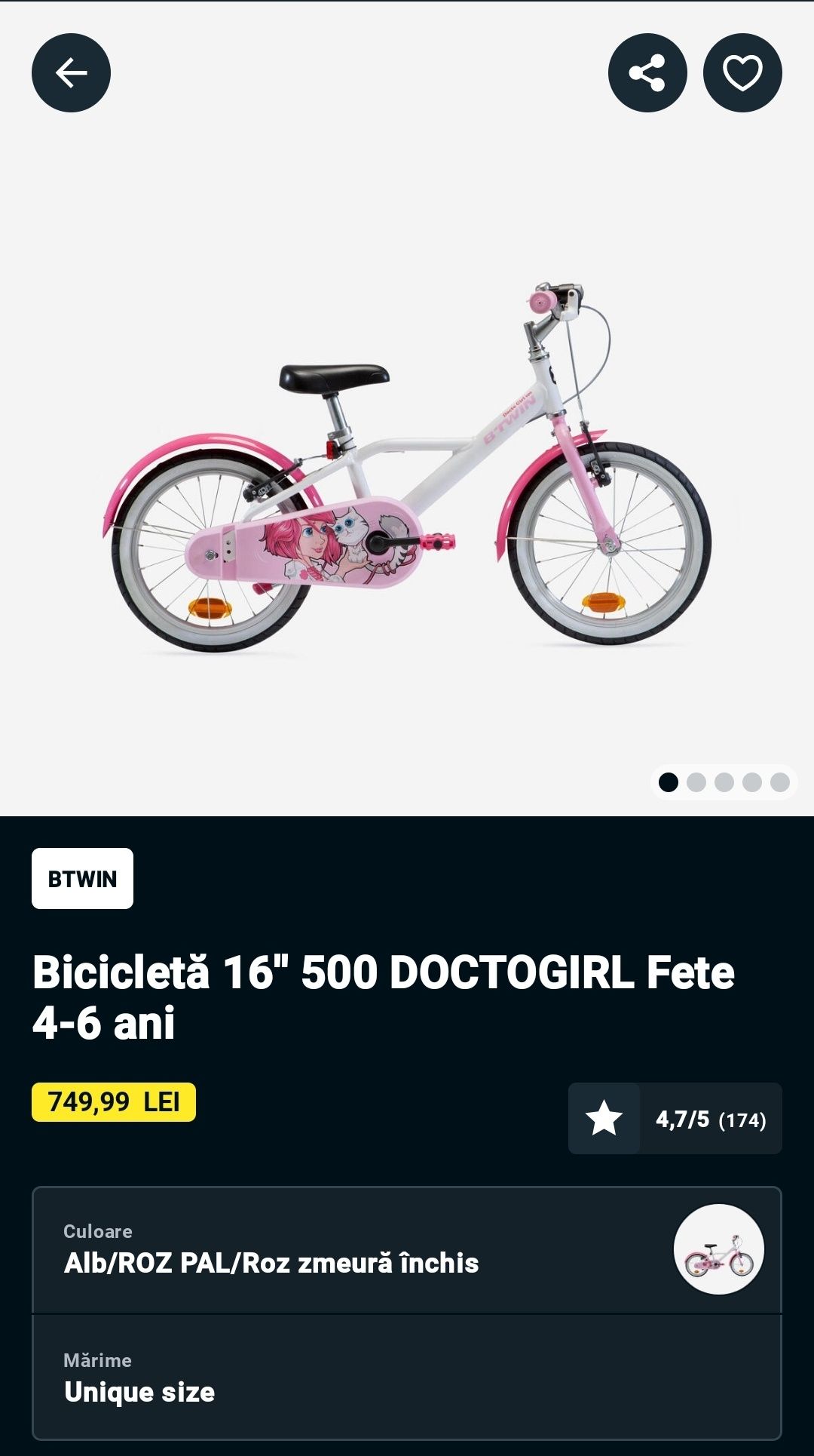Bicicletă 16" DoctoGirl 500