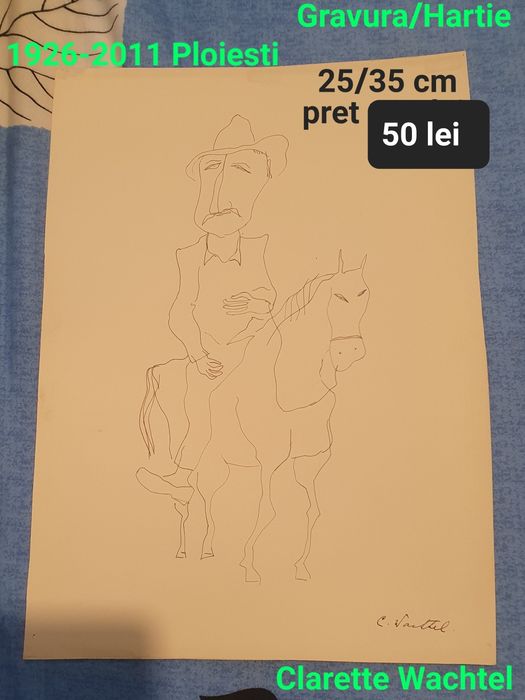 Gravura cu semnatura pe hartie