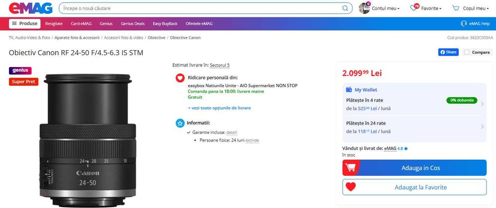 Obiectiv Canon RF 24-50 F/4.5-6.3 IS STM - EMAG