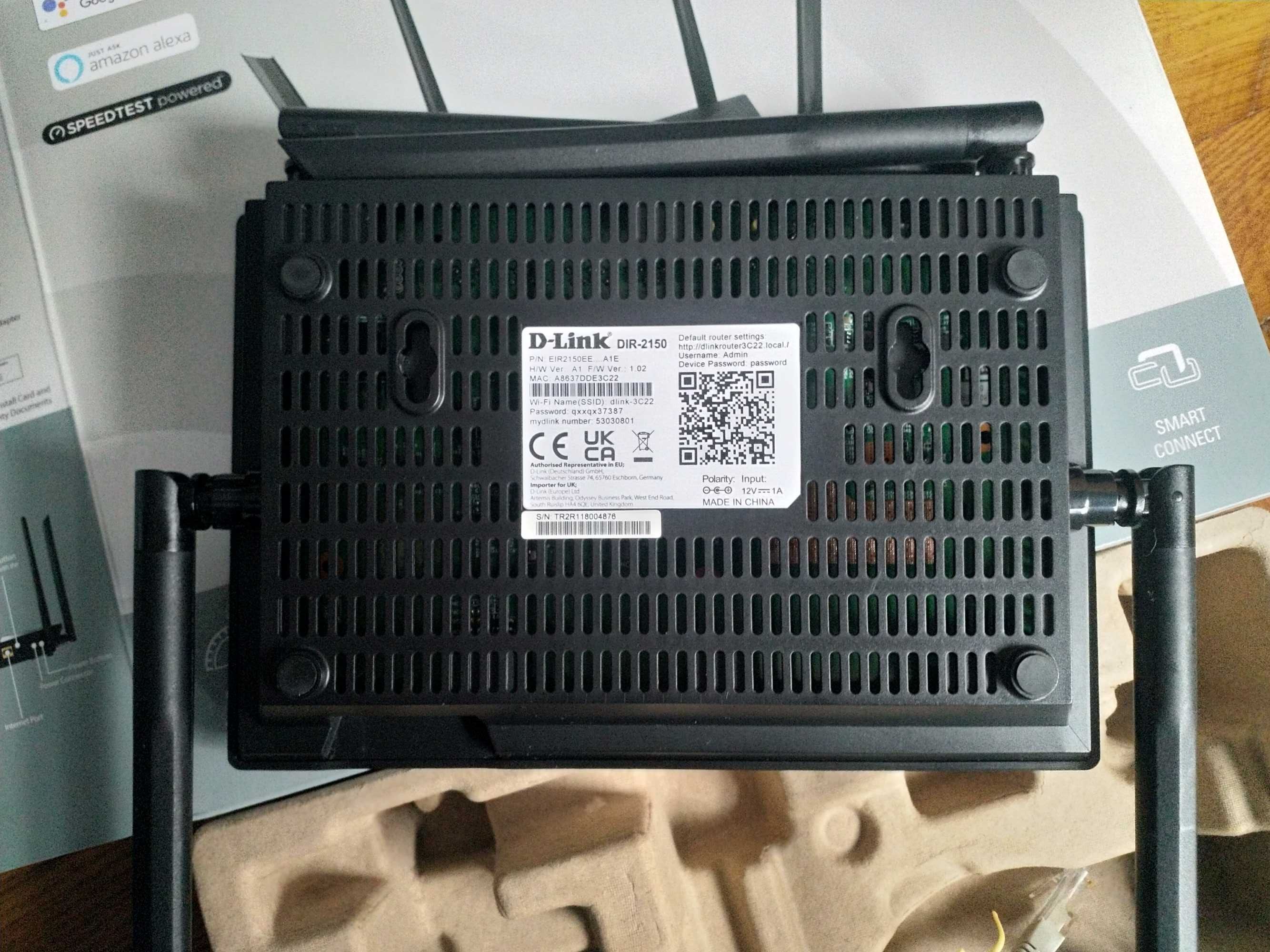 Router Wireless Gigabit D-LINK DIR-2150,Dual-Band 300+1733 Mbps, negru