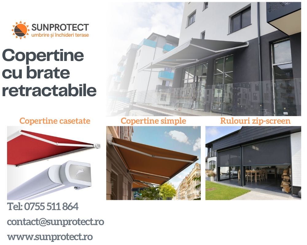 Copertine/Marchize retractabile. Casetate, Simple, Verticale, Zip