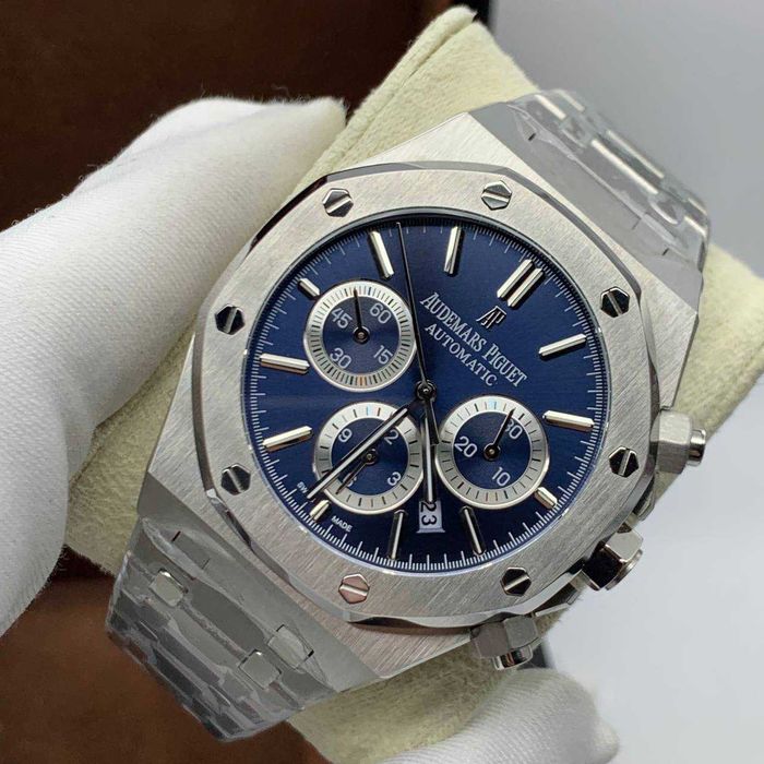audemars piguet royal oak сребристо/черно-синьо