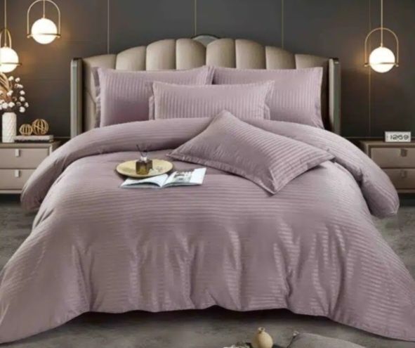 Lenjerie de pat din damasc roz pudra