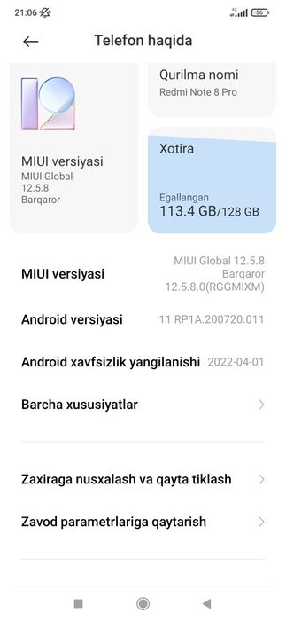 Redmi note 8 pro 128/6 yangi karobka dokument tagiz tozaa