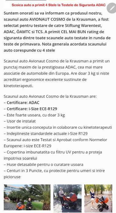 Cărucior / căruț Krausman 3 in 1 Lexxo Black Caramel unisex