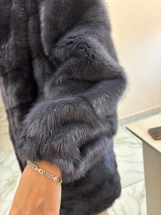 Норковая шуба, цвета антрацит