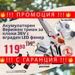 НЕМСКА Акумулаторна резачка за клони 36V шина 15 см