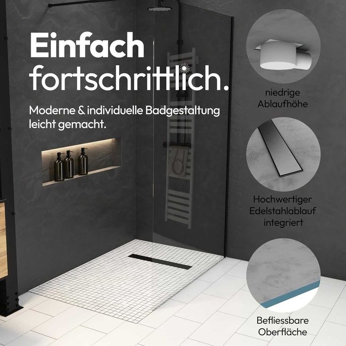 Panou de duș Marwell  cu jgheab de scurgere integrat