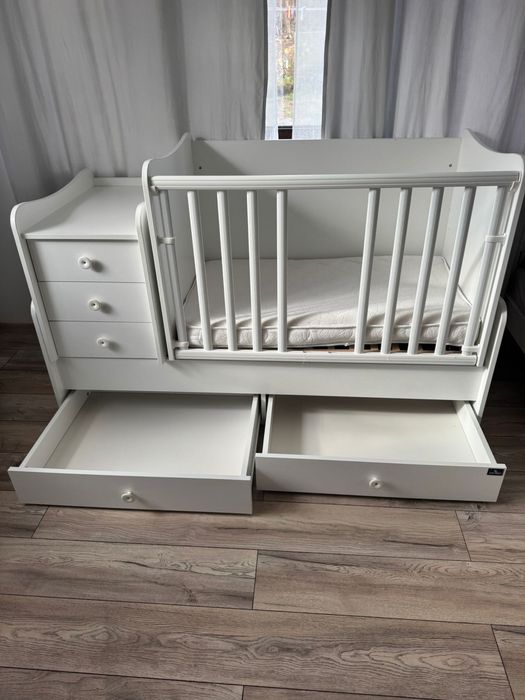 Детско Бебешко легло 3в1 Люлка Креватче Повивалник-Нощтно шкафче