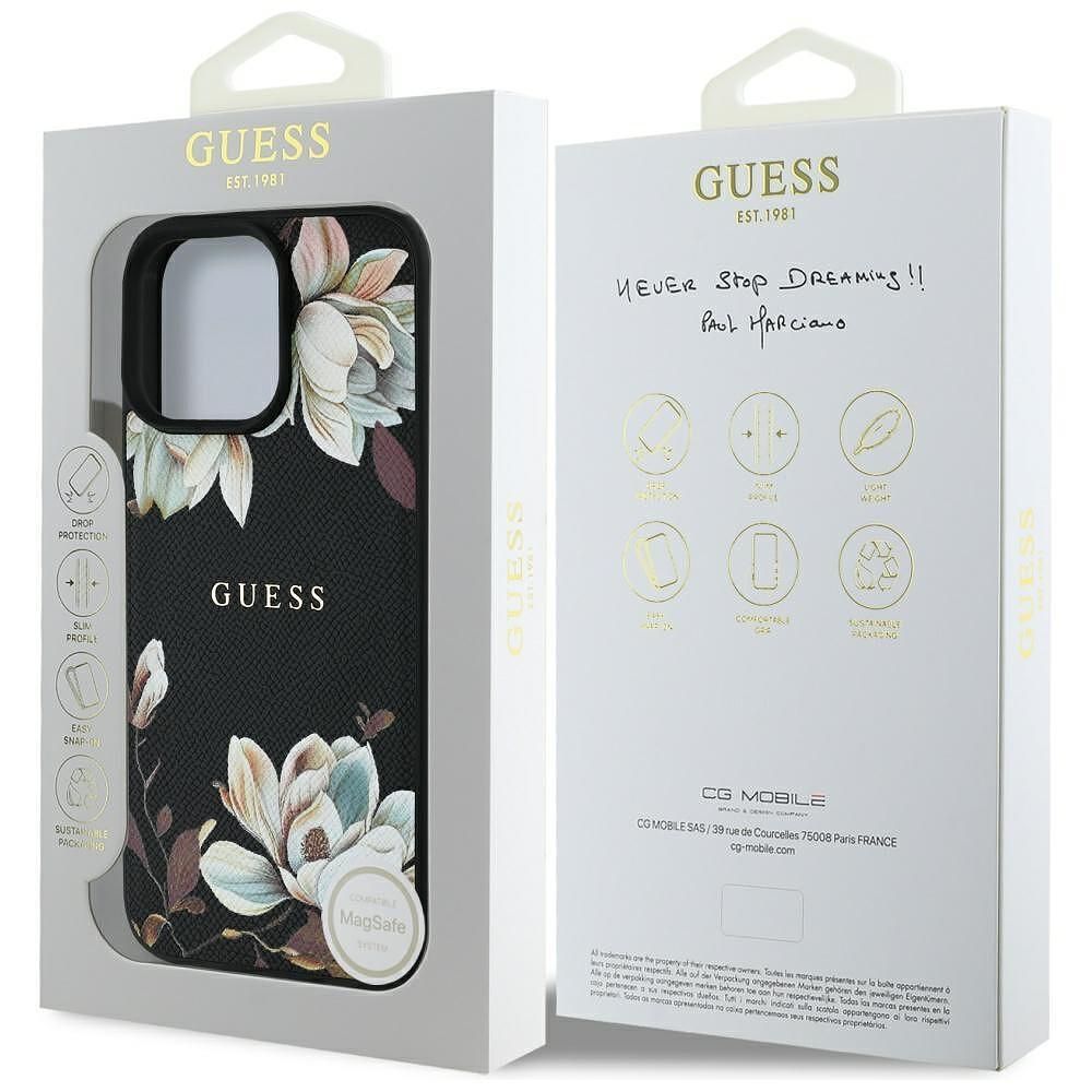 Guess - grained flowers magsafe калъф (guhmp16lpgnmplmk) за iphone 16