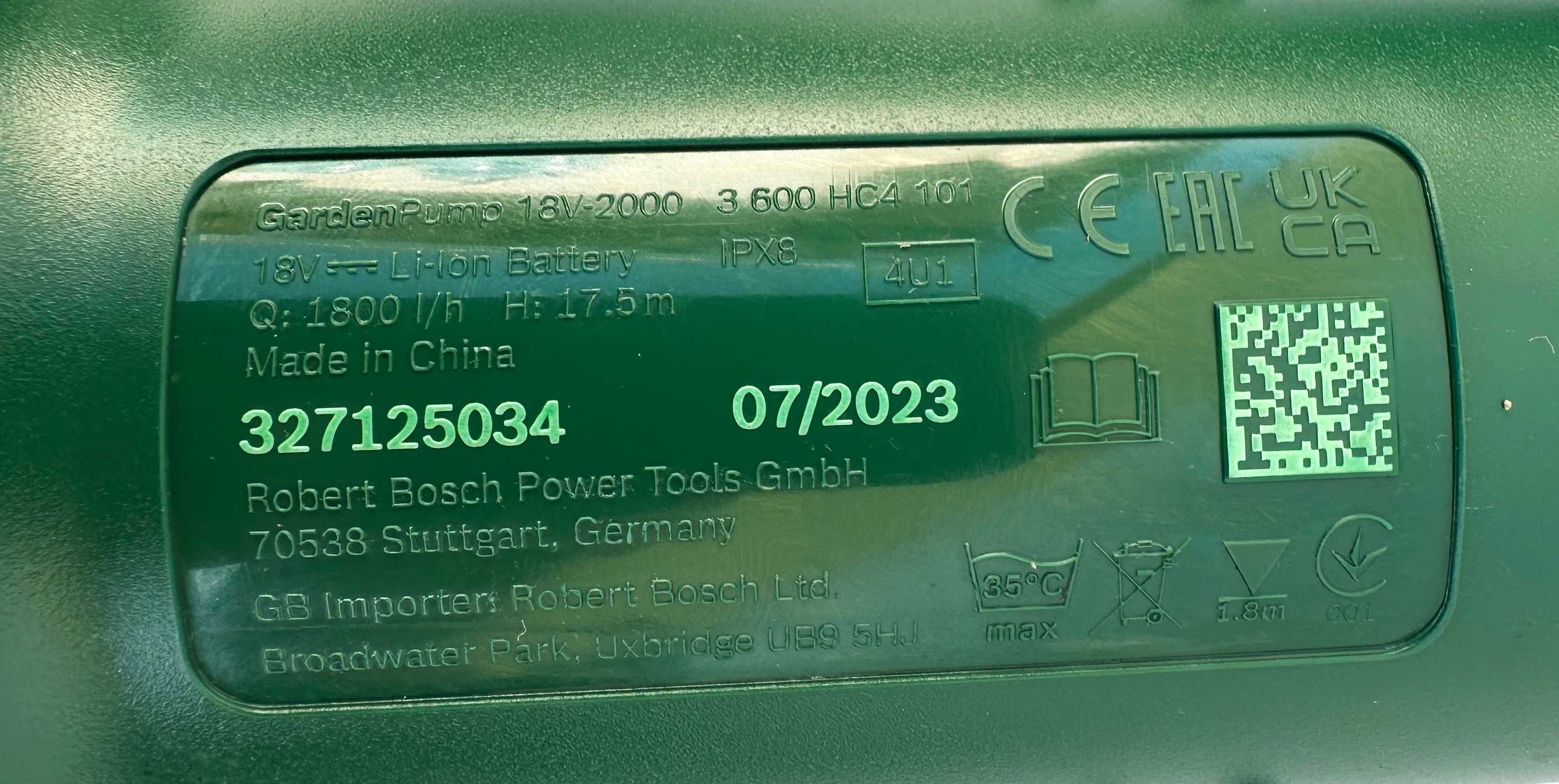 Bosch GardenPump 18V-2000 - Нова акумулаторна градинска помпа