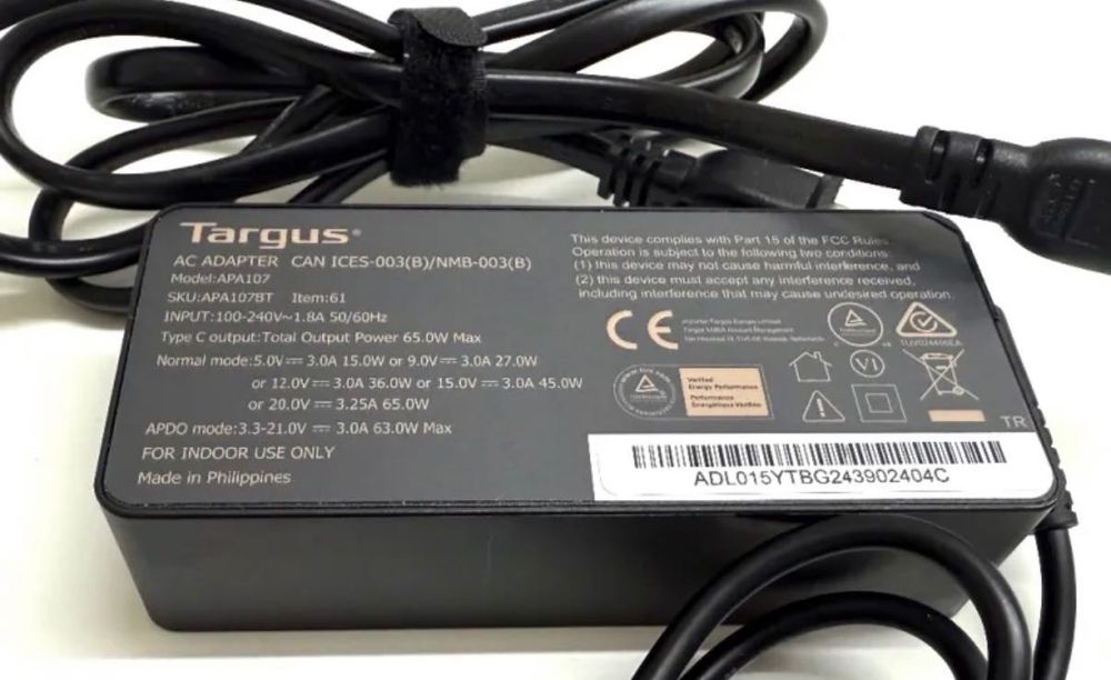 Оригинално Зарядно за Лаптоп Targus APA107