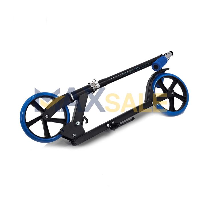 Детска тротинетка сгъваема скутер scooter черно и синьо опорна стойка