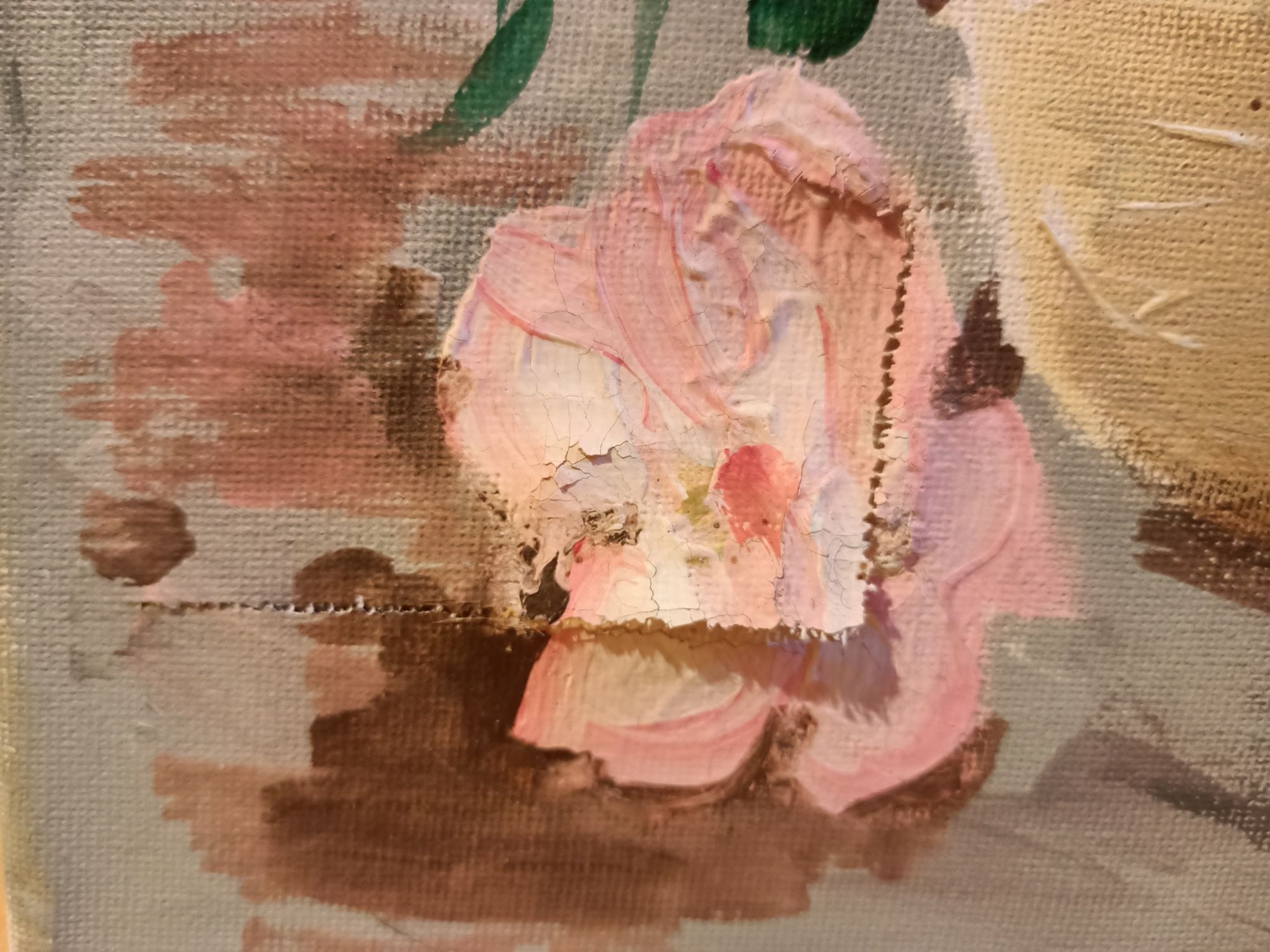 Tablou pictat cu flori defect