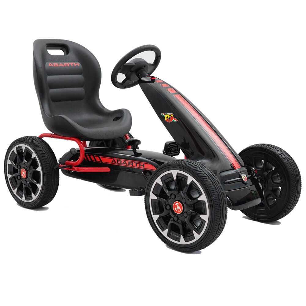 Kart cu pedale pentru copii 3-7 ani Abarth cu Roti Moi #Negru