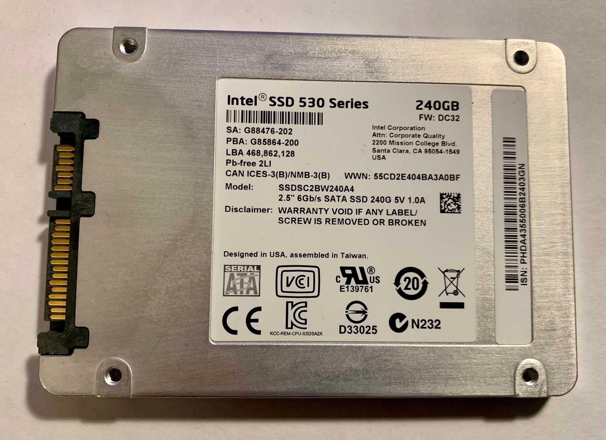 SSD Intel 530 Series 240GB SATA3