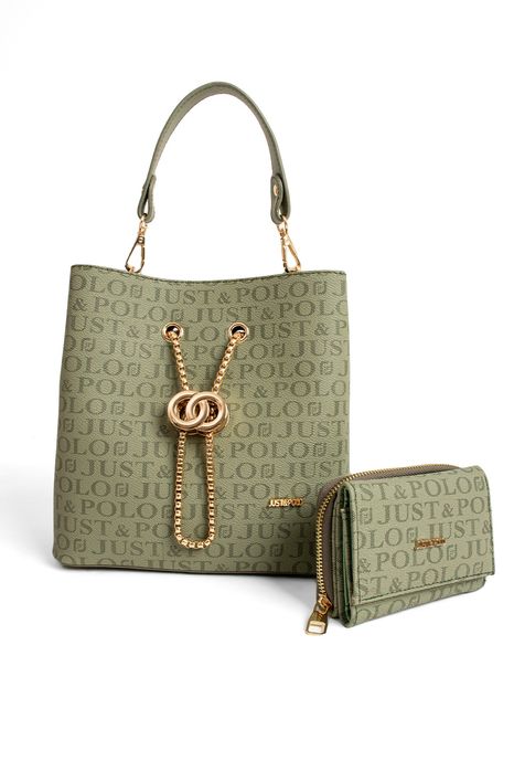 Зелена чанта за през рамо с лого на Just Polo.
