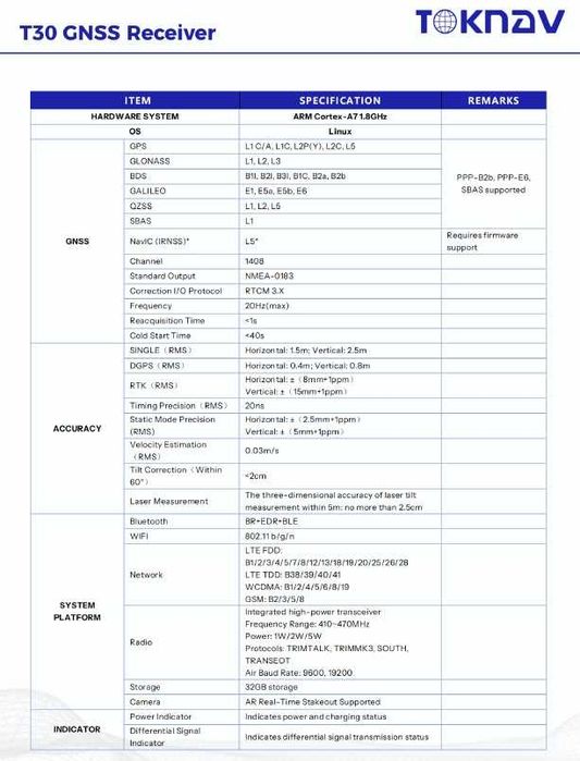 Toknav T30 Laser+AR,  2 Xcamere Gnss Rtk GPS best of  Trimble,  Stonex