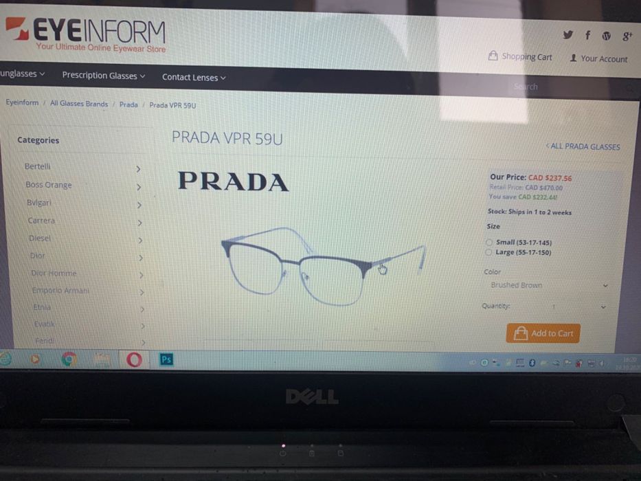 Rama ochelari noua- Prada