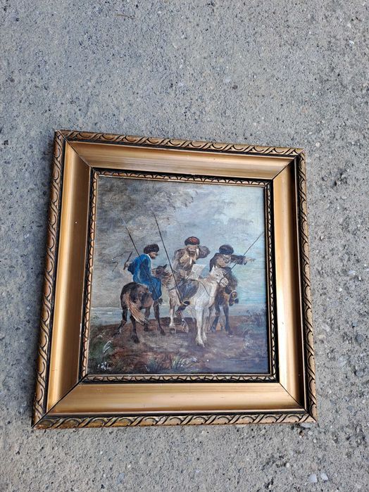 tablou pictura in ulei pe lemn 35/37 cm semnat