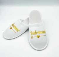 Papuci albi domnisoare de onoare inscriptionati "bridesmaid" noi