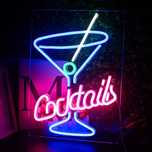 Neon LED Cocktails Bar – roz/albastru, cu defect estetic, functional