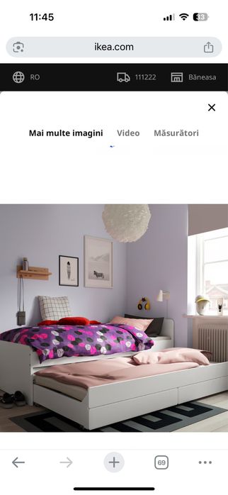 Cadru pat\extensie\depozitare Ikea 90*200