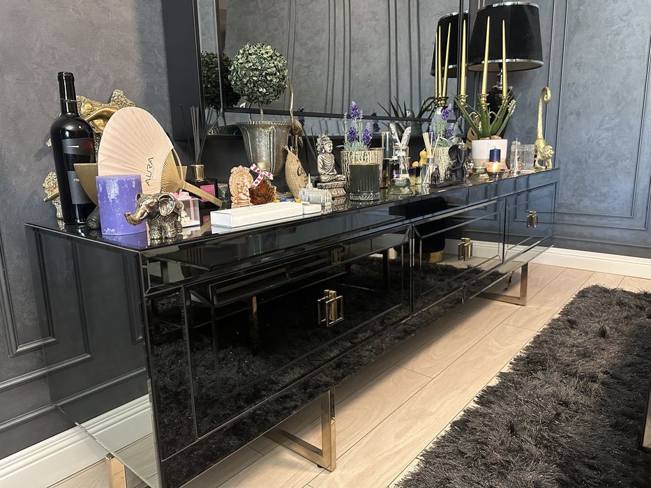 Masuta cafea + comoda tv 240cm sticla fumurie