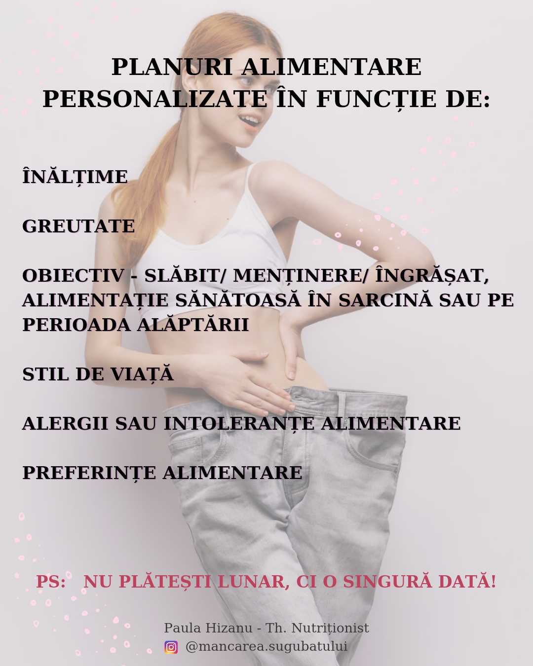 Plan alimentar personalizat / nutritionist / dieta / program nutritie