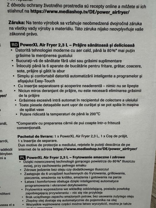 Power XL Air Fryer – Friteuza Digitală cu aer cald