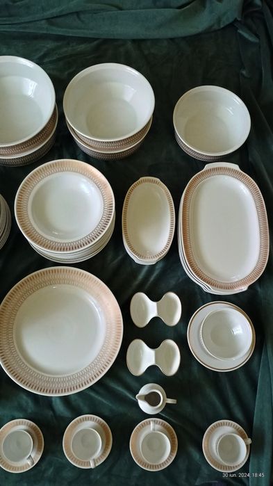 Set serviciu de masa .porțelan cu decor auriu