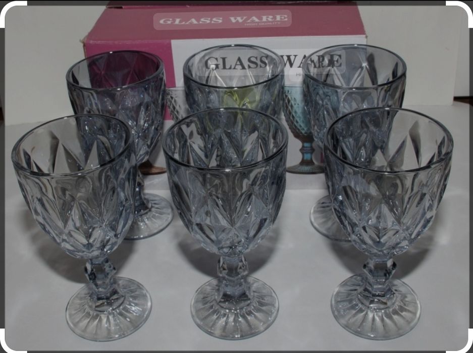 Стакан синий гранённый