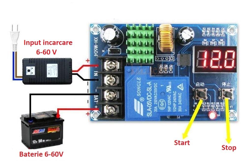 Modul regulator releu incarcare baterie acumulator 12V 24V 36V 48V 60V