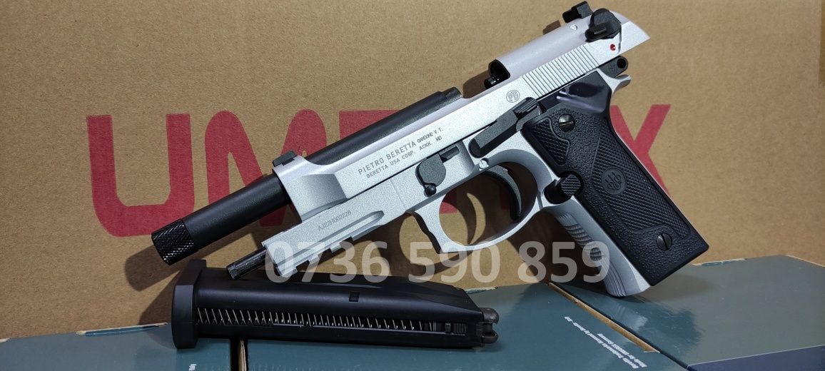 Pistol airsoft puternic original Beretta M9A3 FullMetal Silver CO2