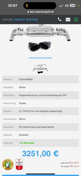 Vand Evacuare Miltek Rs3 8v 2019 Sedan