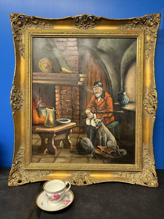 Картина на платно с маслени бои-“Старият ловец”