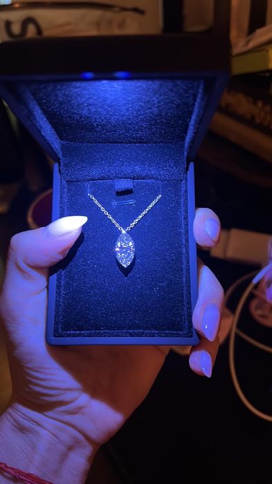 Lant din aur alb cu pandantiv diamant 5,00 ct ( IGI)