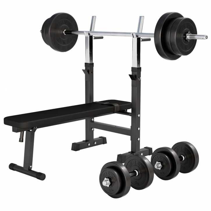 Set banca reglabila + greutati ciment 70kg