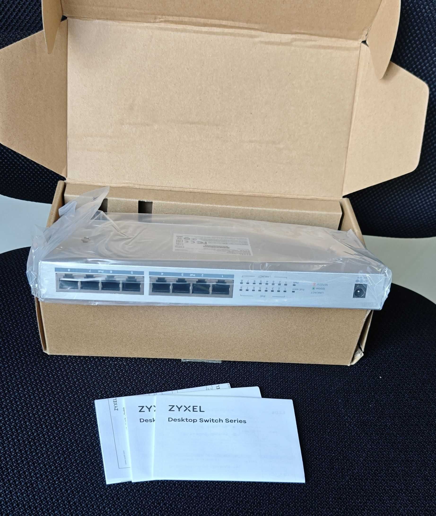 8 портов гигабитов PoE+ суич Zyxel GS1008HP