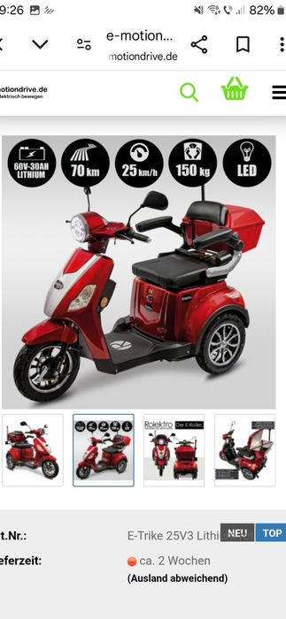 Trotineta dizabiltati scuter dizabilitati Rolektro E Trike- 25 V3 red